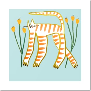 Stripe Cat Posters and Art